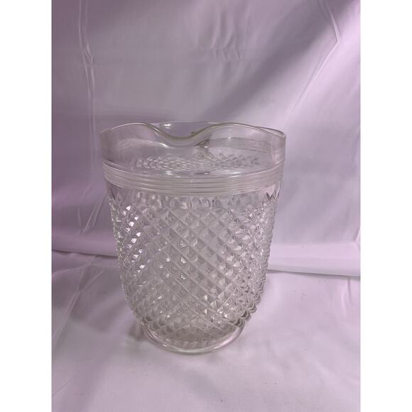 Vintage Crystal Anchor Hocking Miss America Depression Glass Pitcher Diamont Cut - Picture 6 of 12